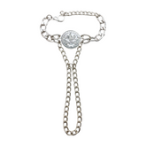 New Women Silver Metal Hand Chain Bracelet Moroccan Style Coin Charm Connected Ring Ethnic Fashion Jewelry